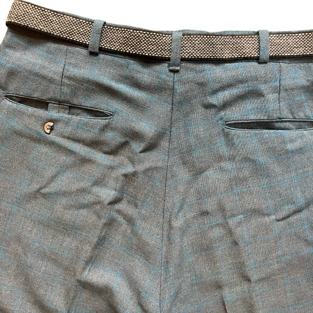 Vintage 80s Pleated Trousers Plaid High Waist Wash N Wear - Picture 9 of 16